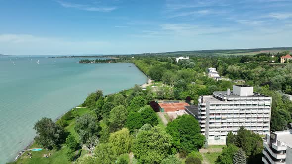 Aerial view of Lake Balaton in Hungary