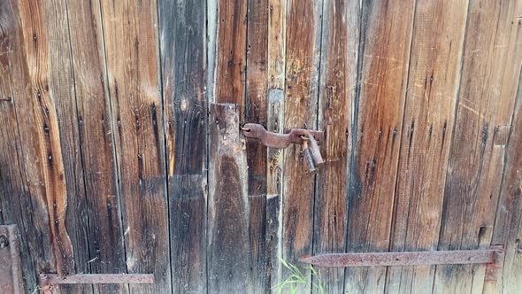 Wooden Door Detail Old Rusty Lock