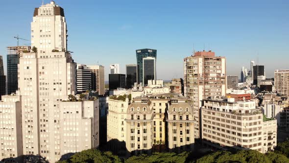 Aerial View of the Skyline Around Plaza General San Martín in Buenos Aires, Argentina