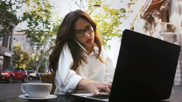 Business Female in Glasses White Shirt