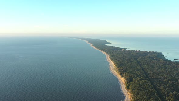 Curonian Spit Wth Baltic Sea Coastline on Sunset