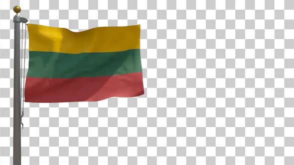 Lithuania Flag on Flagpole with Alpha Channel