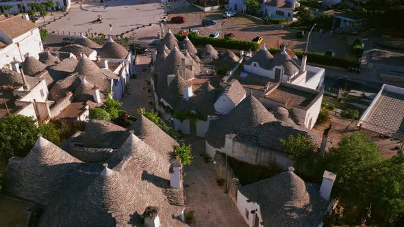 Aerial view of small town Alberobello, Italy.