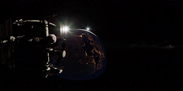 Timelapse ISS in Virtual Reality 360 Degree Video. International Space Station alt