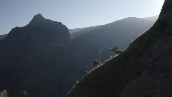 Aerial view of a landscape mountain, Saint Denis, Reunion.