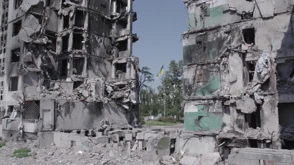 Multistorey Building Bombed During the War in Ukraine