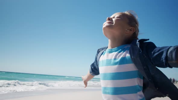 Young girl enjoying free time at the beach