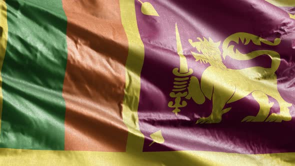 Sri Lanka textile flag waving on the wind. Slow motion. 20 seconds loop.