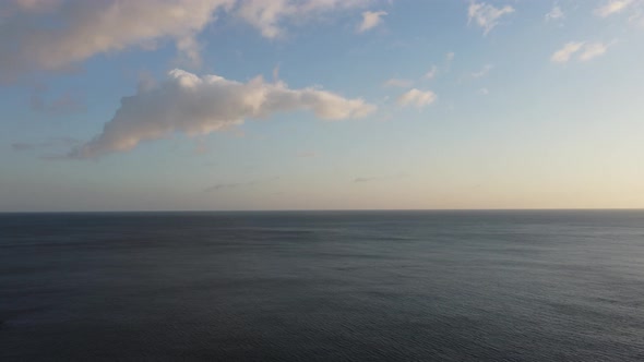 Aerial Panoramic View of Beautiful Sunset Above Sea