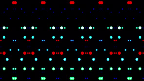 bright light that arranges subtle full color  movements with dots waves, black background