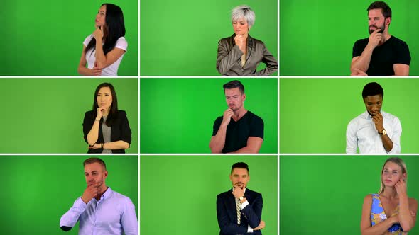  Compilation (Montage) - Group of People Think - Green Screen Studio