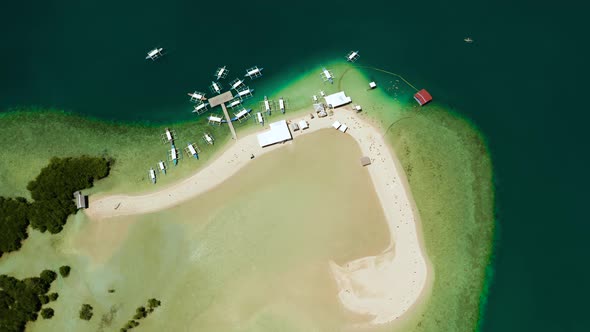 Tropical Island with Sandy Beach. Palawan, Philippines