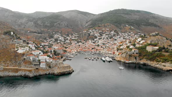 Aerial View of Hydra in the Greece