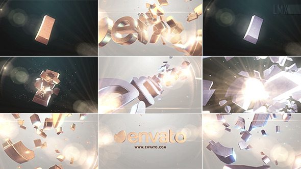 3D Gold And Silver Shatter Logo