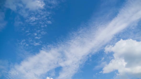 Clouds Move Smoothly in the Blue Sky. Timelapse