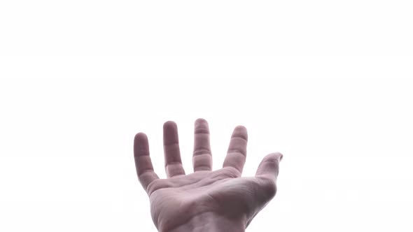 Person does hand gesture with bright white backdrop 11