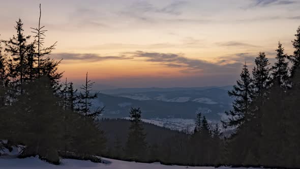 View in Sunrise Winter Mountain Timelapse