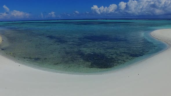 Wide angle abstract of sea view beach time by water with sand background near resort