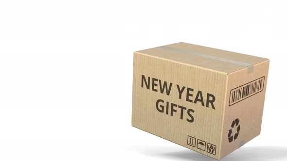 Falling Carton with NEW YEAR GIFTS Text alt
