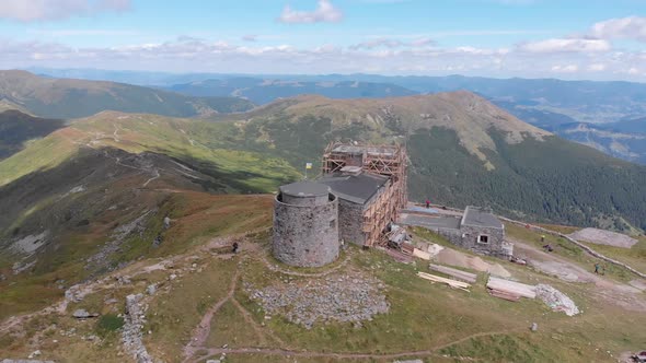 Aerial View Top of Pip Ivan Chernogorsky Mountain and Carpathian Mountain Range