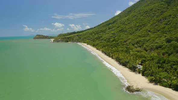 Aerial, Gorgeous View On Ellis Beach In Cairns, Queensland, Australia