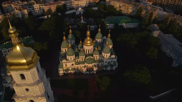 Drone is Circling Around a Beautiful Building of Pechersk Lavra Monastery