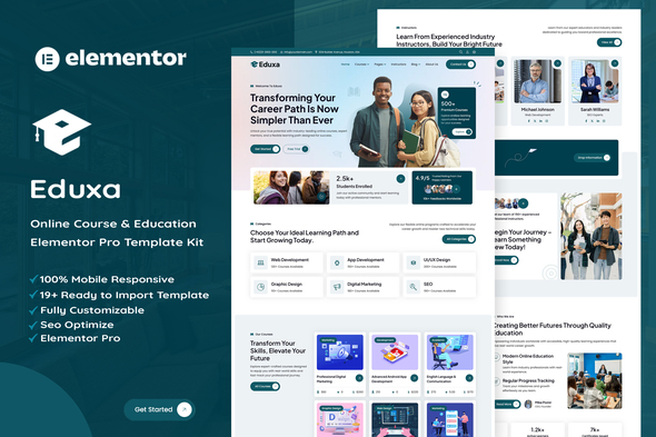 Eduxa - Online Course & Education Elementor Pro Template Kit