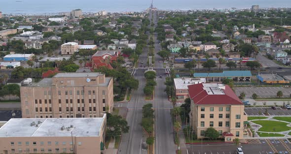 Aerial view of Galveston Island, Texas