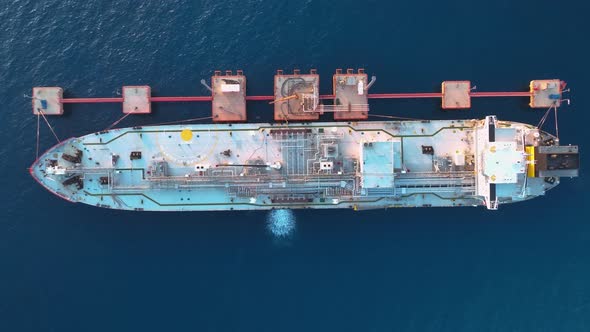 A Gas Tanker is at Sea Aerial View 4 K Turkey Alanya