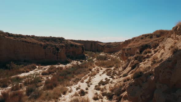 Drone shot of the Bardenas Reales National Park in Spain