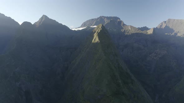 Aerial view of a landscape mountain, Saint Denis, Reunion.