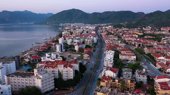 Top View of Street and Modern Buildings of Resort Town