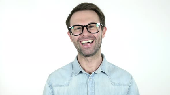 Smiling Man, White Background