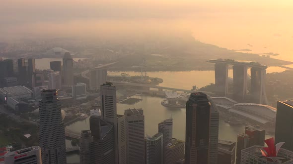 Drone Aerial view 4k Footage of the Marina Bay Sands in Singapore City