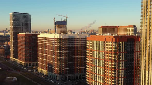 Modern Residential Complex of Brick Residential Buildings in Moscow in Autumn