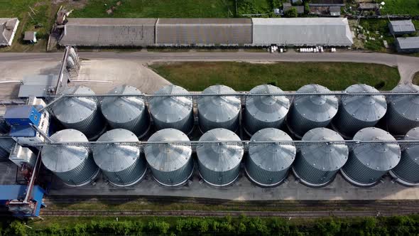 Modern Grain Silo Elevator View From a Height and From Different Angles