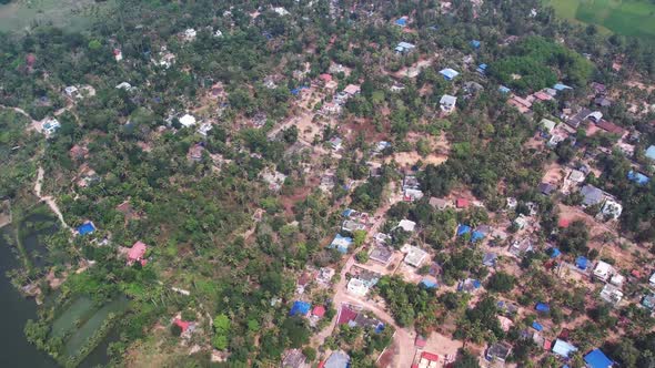 Beautiful aerial view of countryside buildings architecture in daylight