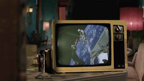 First American Spacewalk on a Retro TV. alt
