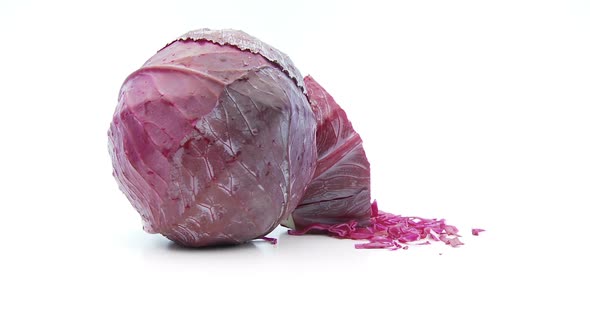 Red Cabbage With Cuttings on White