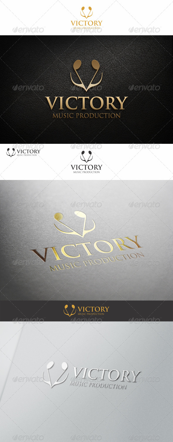 Victory Logo - Note Music Concept