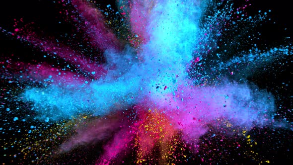 Super Slow Motion of Color Powder Explosion alt