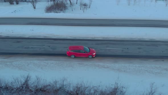 Red Car Starts Driving