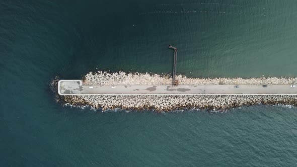 Aerial Drone View of a Breakwater