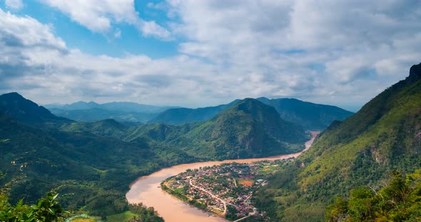 Time lapse: Laos landscape motion clouds Nong Khiaw Muang Ngoi, dramatic sky