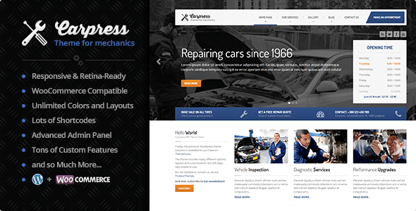 CarPress - motyw WordPress dla warsztatów mechanicznych