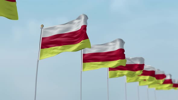North Ossetia Row Of Flags  alt