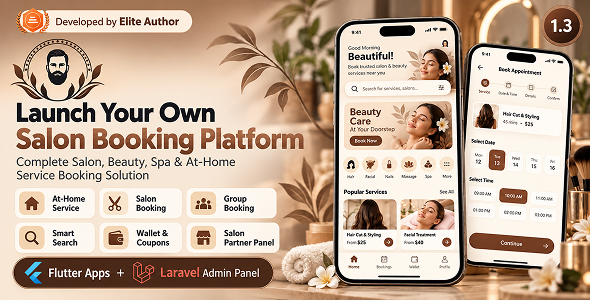 DTSalon - Salon Booking App for Android & iOS with Admin Panel (Hair, Beauty, Skin & Spa Services)
