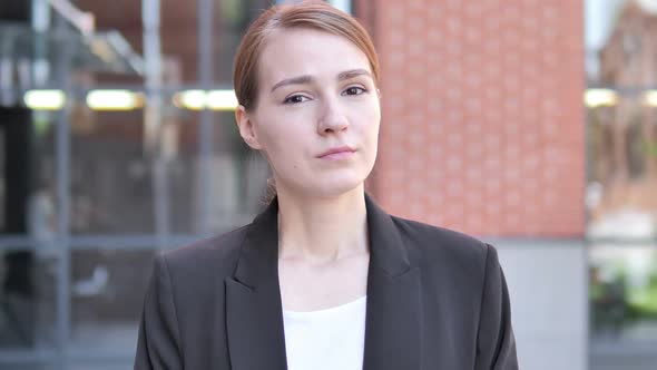 No Young Businesswoman Shaking Head To Reject