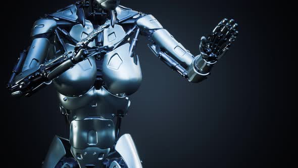 Sci-fi Robot Woman Animation in the Digital World of the Future