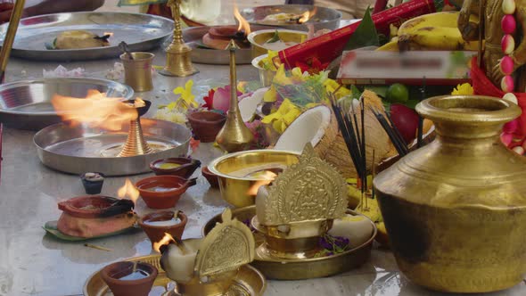 Close Up of Rituals and Worship of the Gods
